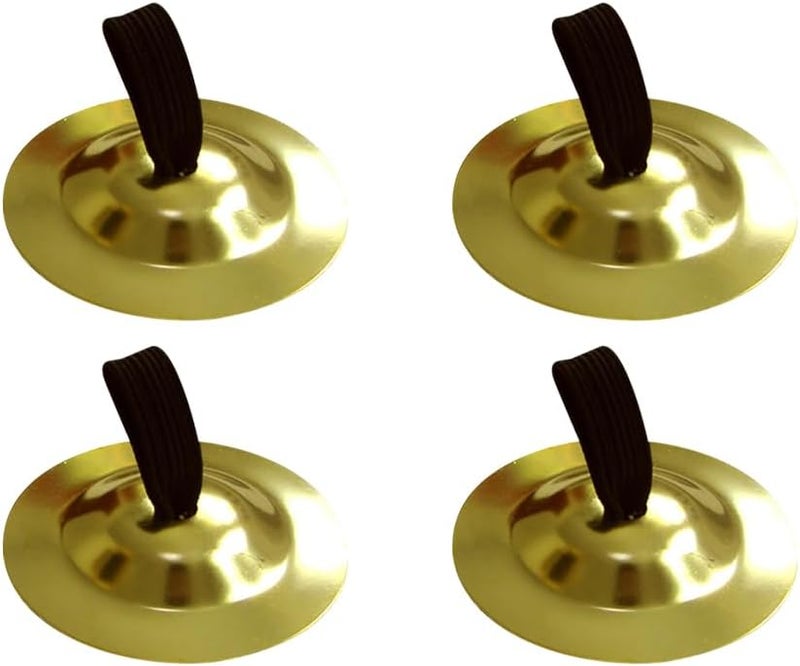 ccHuDE 4 Pcs 5.3cm Finger Cymbals Finger Hand Symbols Instrument Finger Musical Instrument Rhythm Beats Percussion Instrument Belly Dance Finger Bells for Dancer Party Gold - Image 1